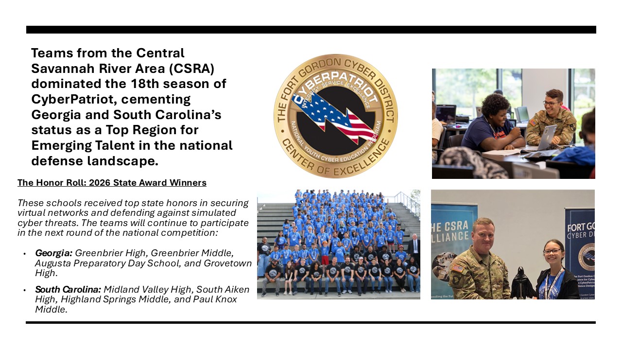 Fort Gordon Cyber District Dominates 2026 State CyberPatriot ...