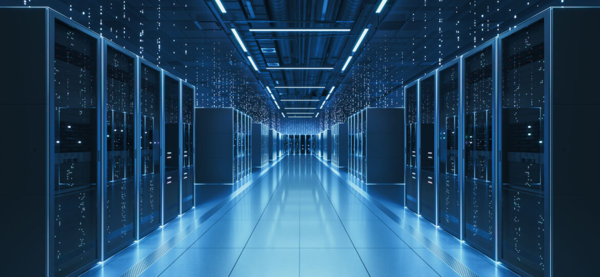 Futuristic AI Data Center Interior
